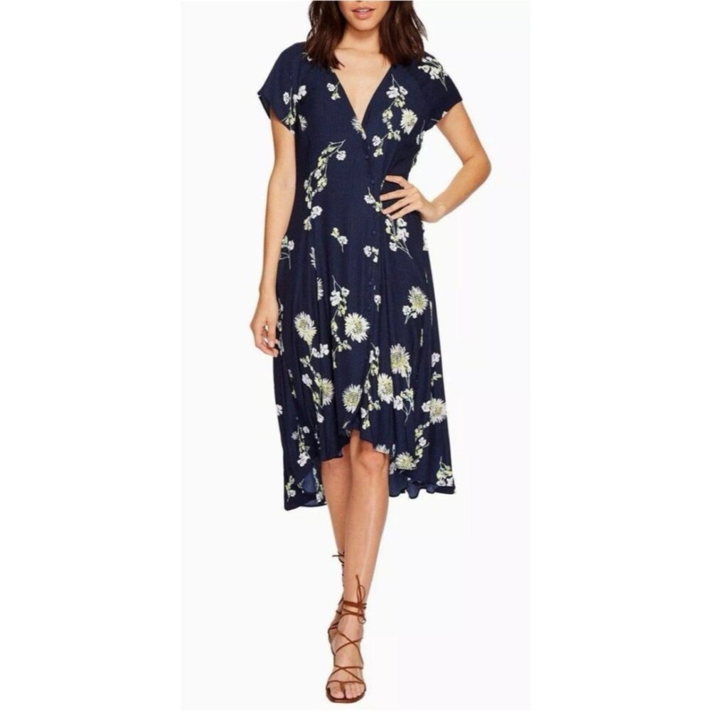 Free People Dress Blue Yellow Green M Medium 6 8 10 NWT Washable Hi Low NEW